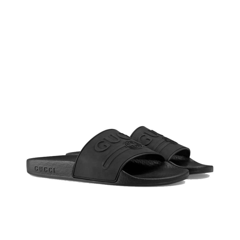 全新未使用 GUCCI/古驰 经典凸印Logo女士拖鞋休闲时尚运动沙滩