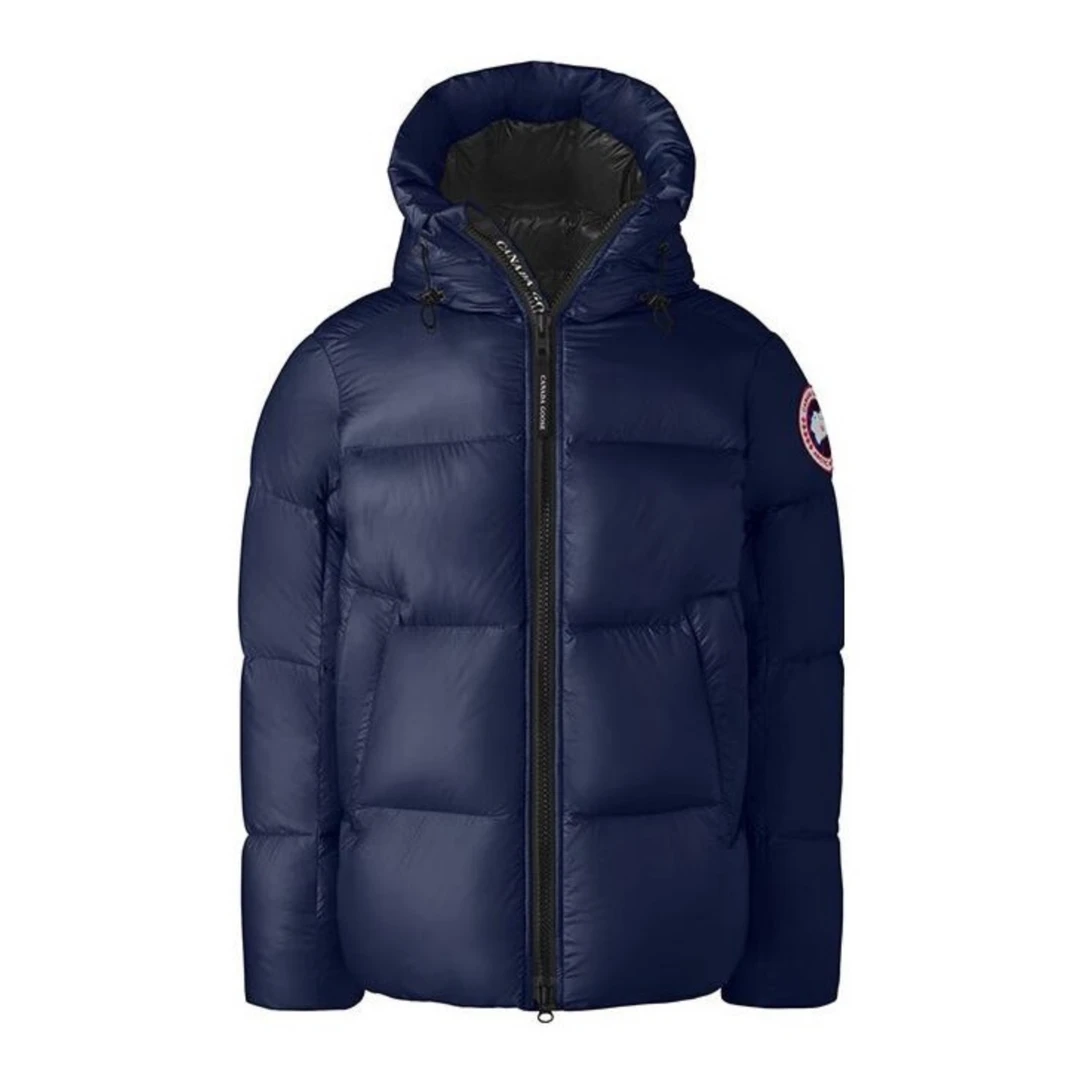 未使用 CANADA GOOSE 大鹅深蓝色连帽冬季保暖羽绒服短款男士加厚