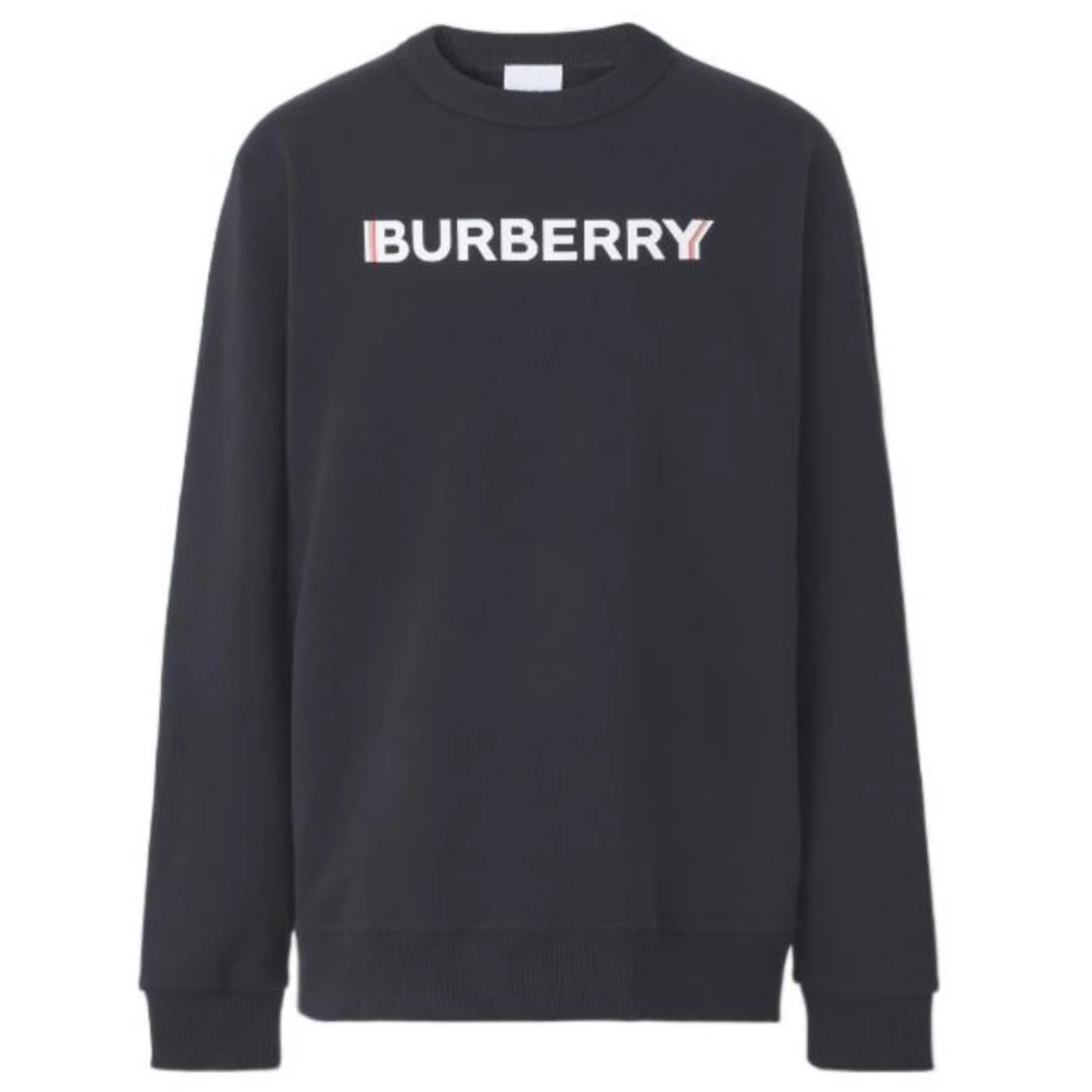 全新未使用 BURBERRY/博柏利 黑白色字母印花圆领长袖卫衣