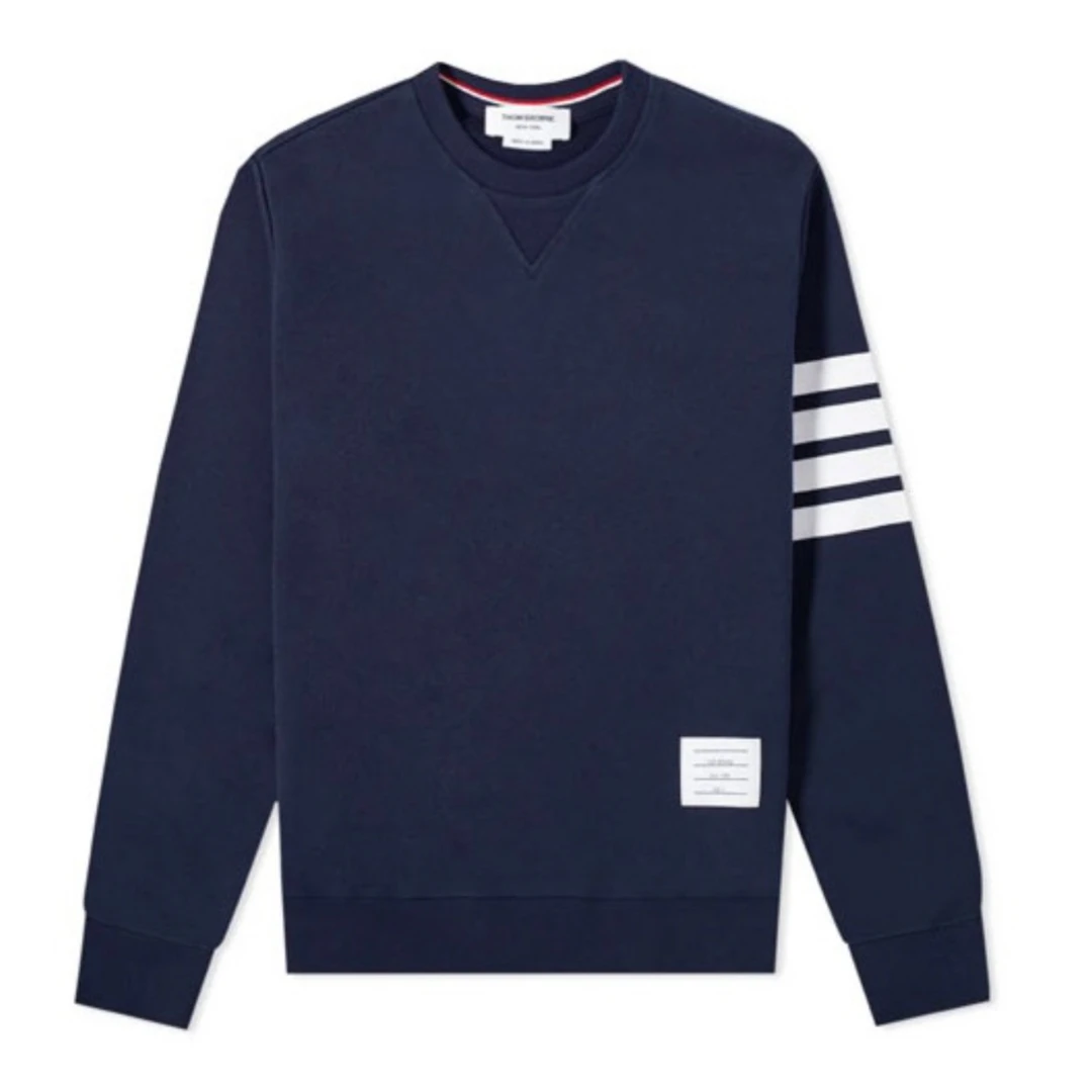 未使用 THOMBROWNE TB汤姆布朗圆领套头卫衣海军蓝色长袖