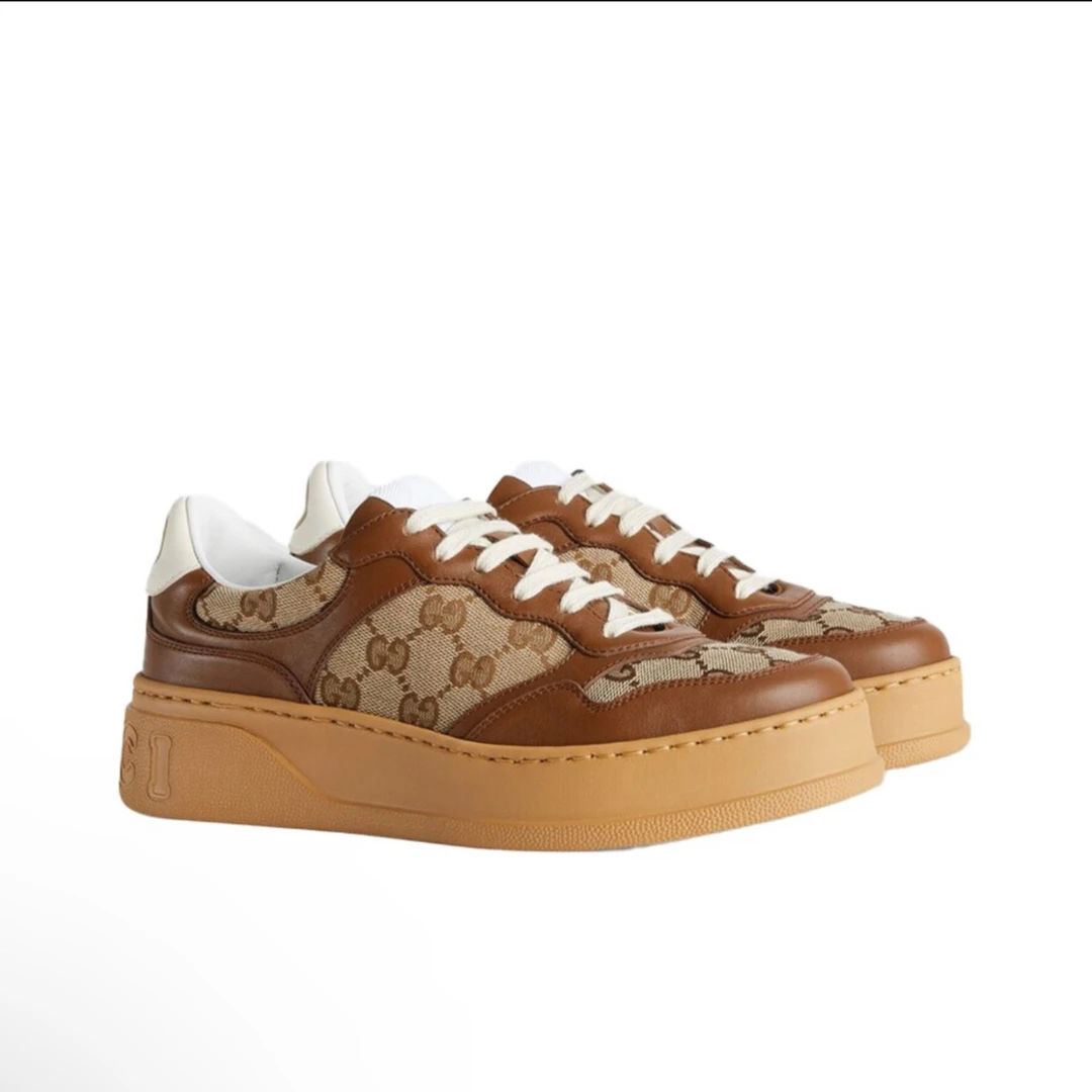 全新未使用 GUCCI/古驰 爆款男女同款夏季休闲时尚潮流棕色饼干鞋