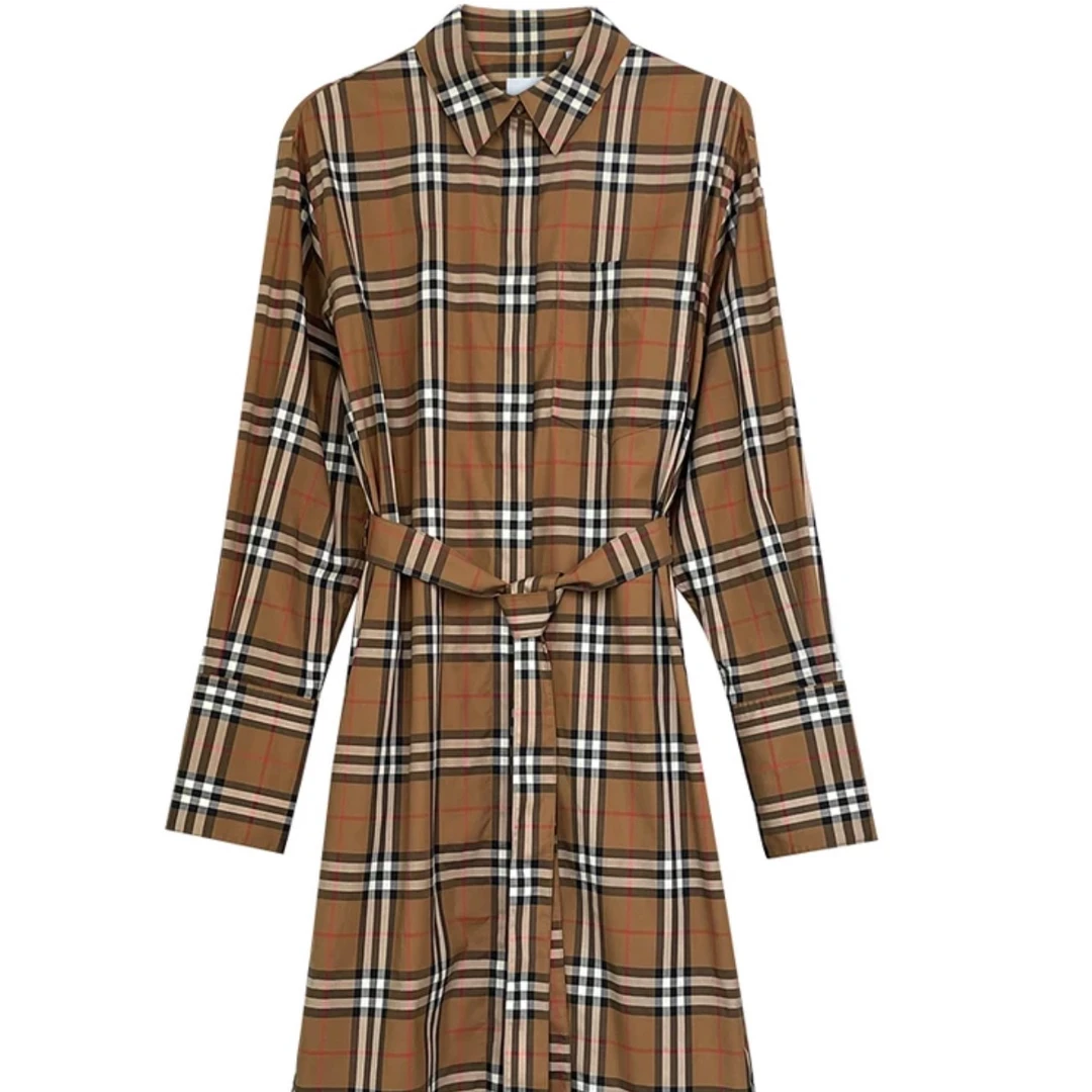 全新未使用 BURBERRY/博柏利 中腰单排扣长袖连衣裙