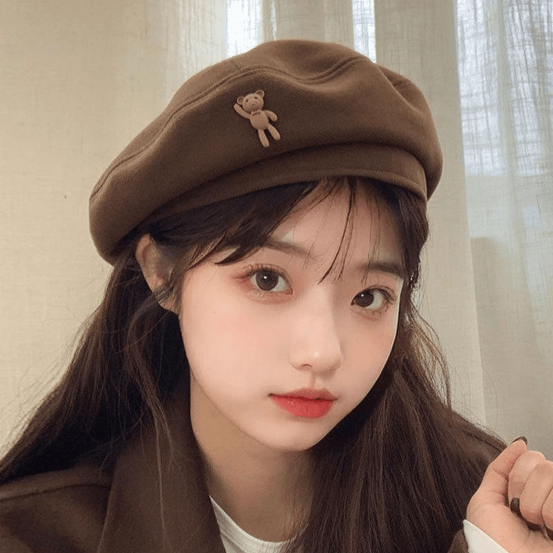 日系贝雷帽女秋冬季新款毛呢复古显脸小可爱学院风美拉德画家帽子