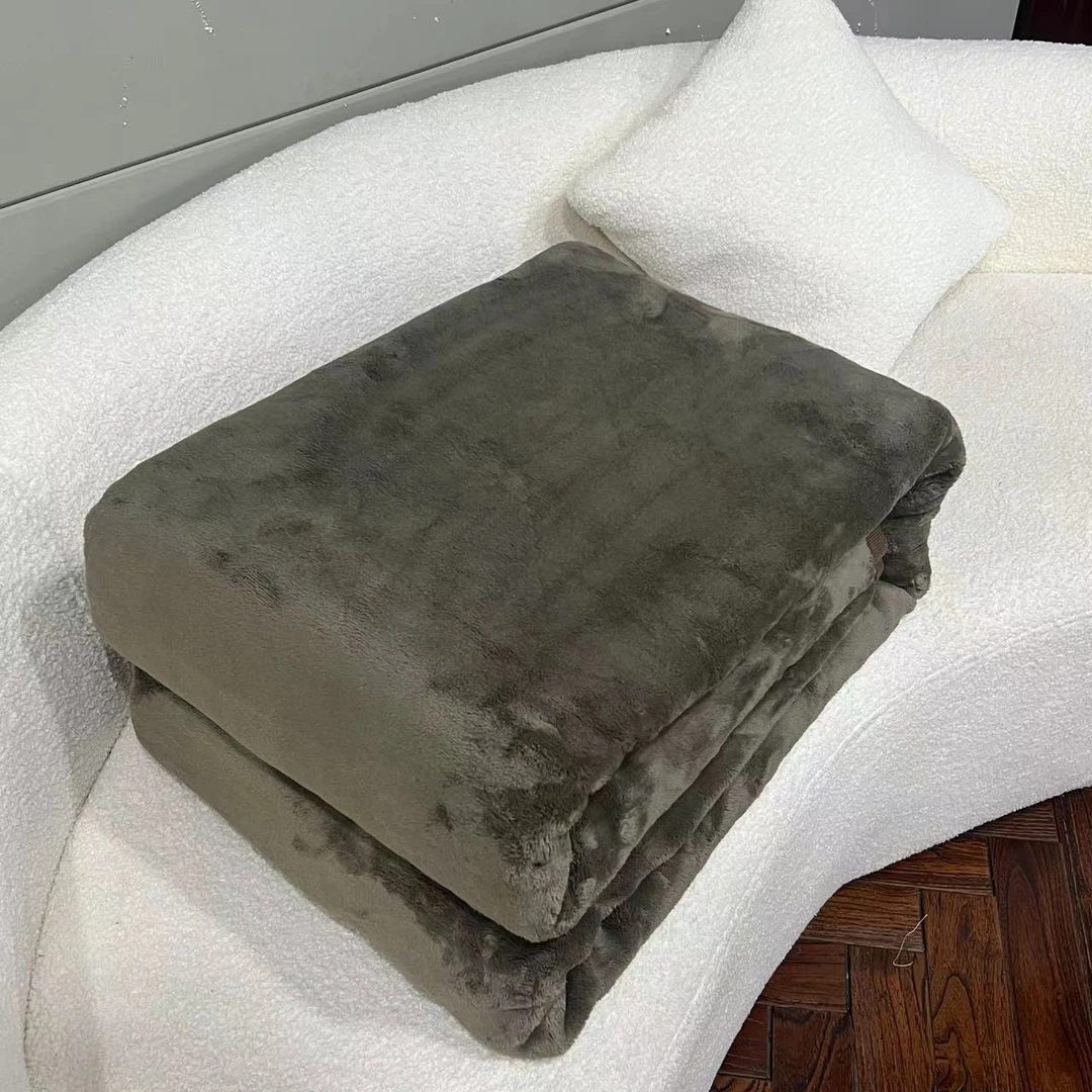 【深棕色毛毯被】1.8*2.2m多功能双面加绒加厚双人家用毯被104