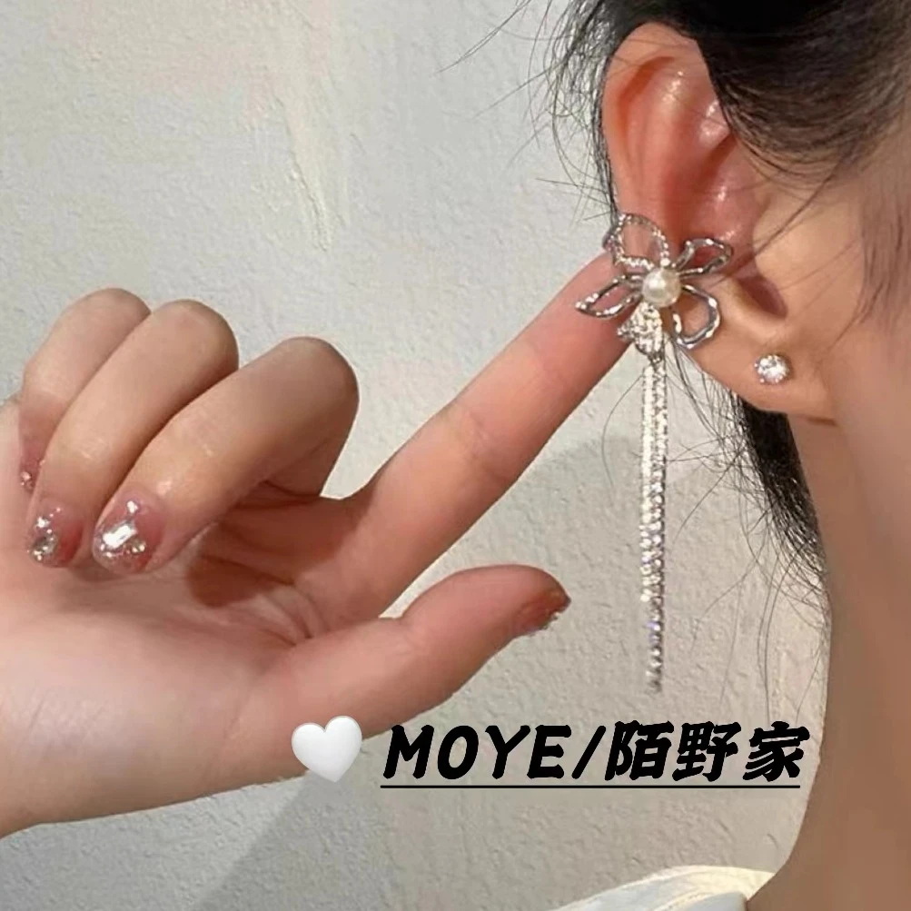 MOYE/陌野耳骨夹  “月溅水花”花朵锆石流苏小众设计ins耳夹my16