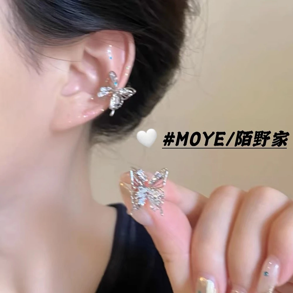 MOYE/陌野耳骨夹”白闪蝶”好灵动金属镂空蝴蝶耳夹小众甜酷辣妹