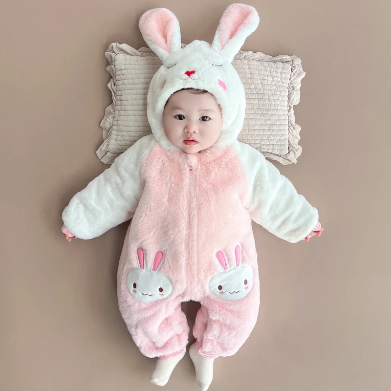 pf196衣服秋冬装夹棉连体衣男女宝宝哈衣婴幼儿冬季外出抱衣爬服