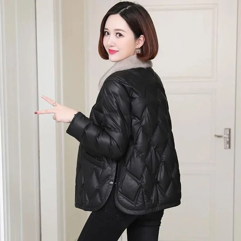 江红2023时尚羽绒服女冬季加厚宽松毛领女士羽绒服短款小个子羽