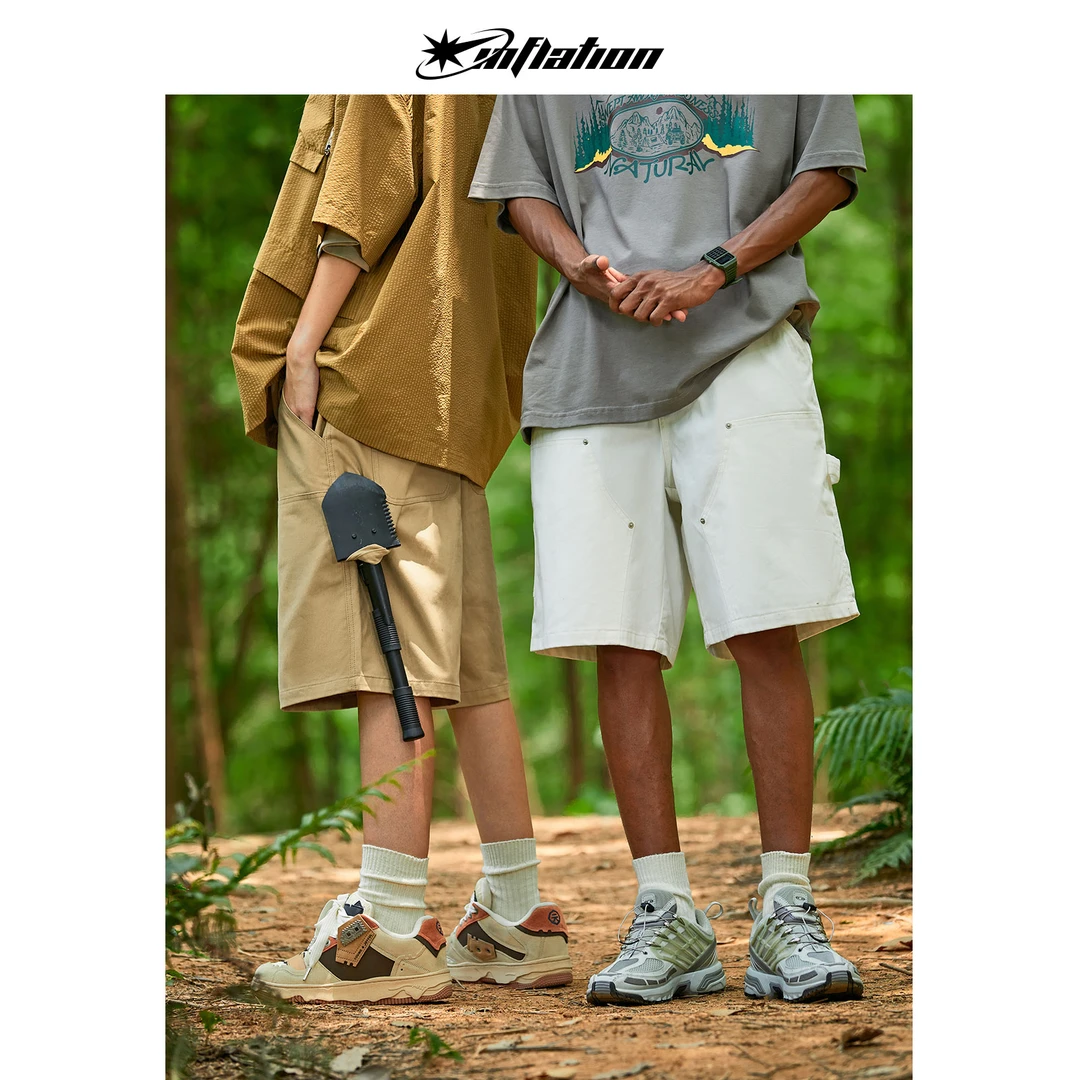 膨胀潮牌创意工装裤直筒夏季新款纯棉透气宽松多口袋休闲五分裤