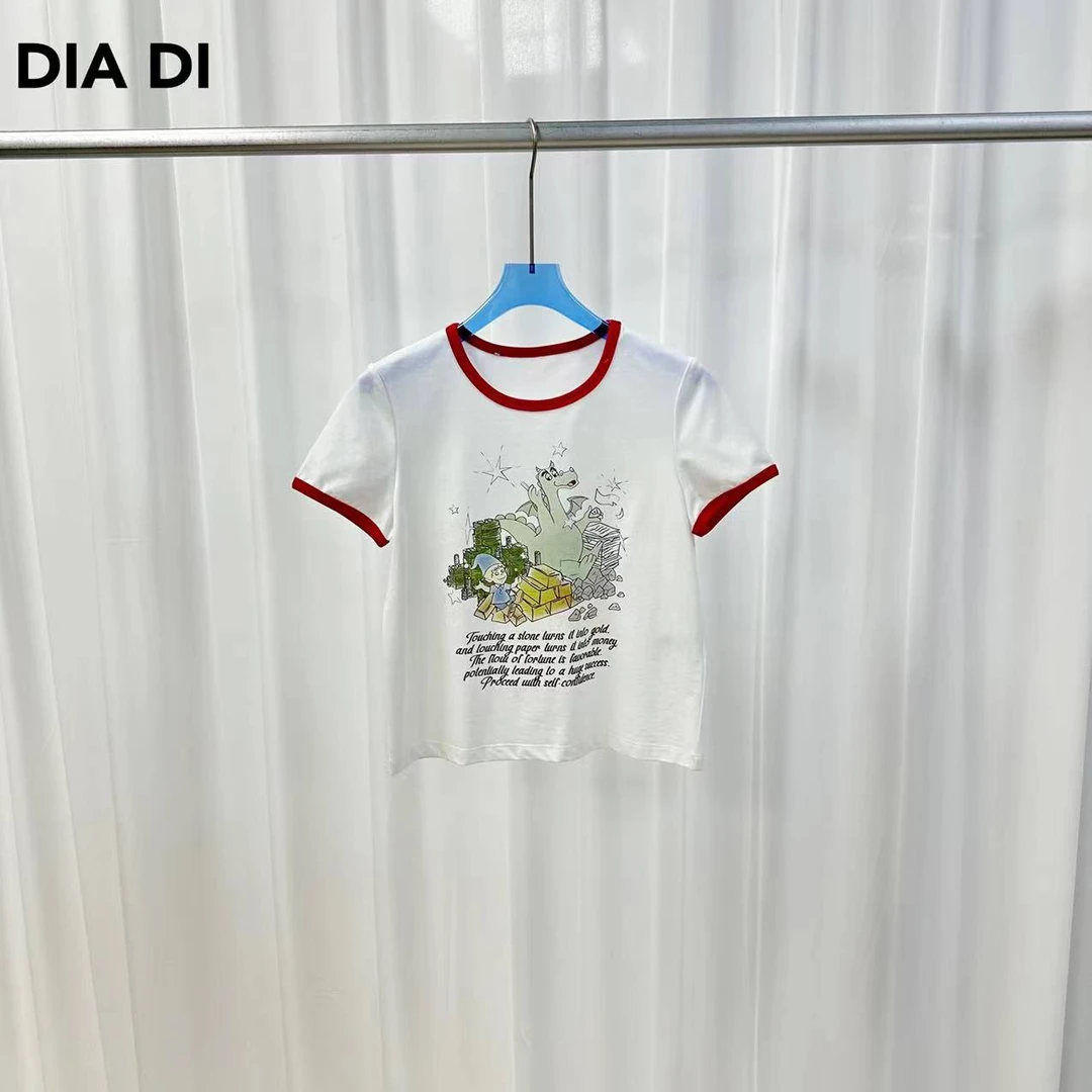 D STUDIO 白色小恐龙T恤 D1249