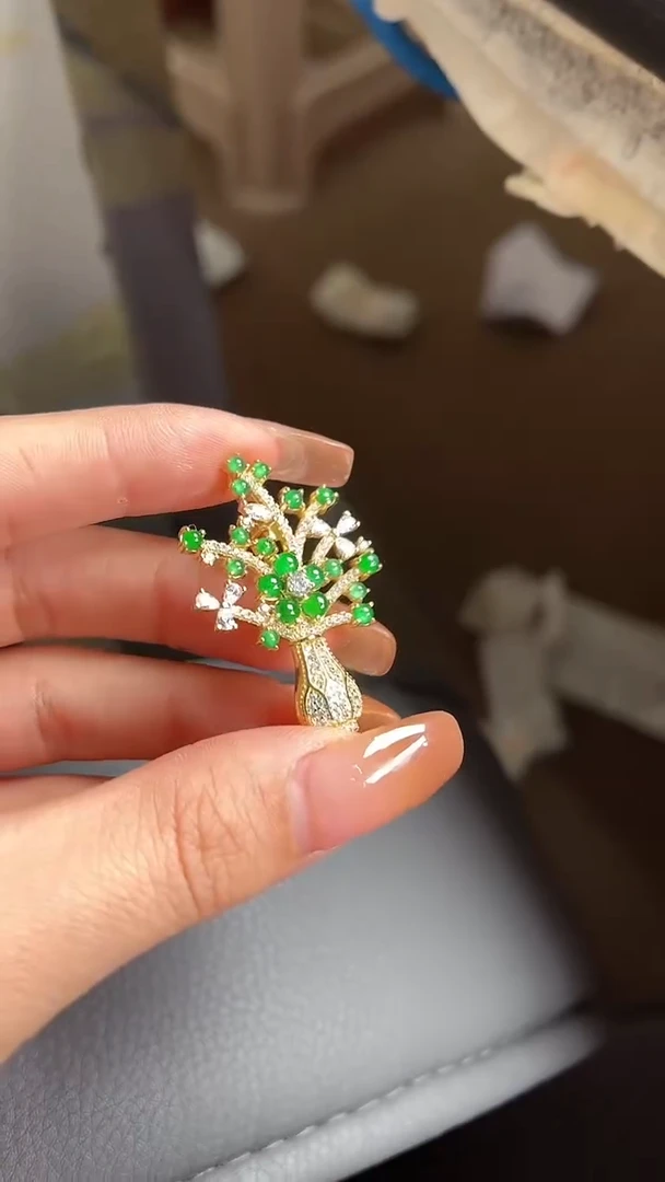 【闪购商品】翡翠胸针银S925镶嵌0106432