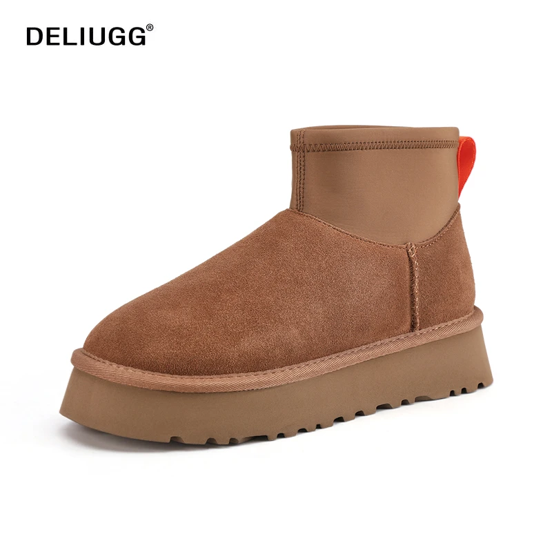 DELIUGG2024短筒铅笔鞋时尚雪地靴厚底低帮