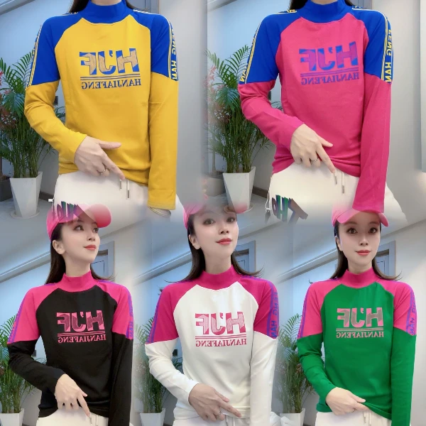 《韩家枫》9302#彩色潮流新款上衣显瘦长袖时尚百搭修身印花打底