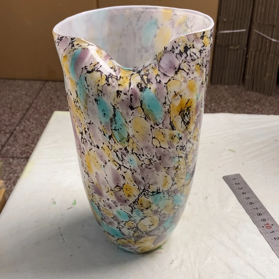 （直播同价）豹纹琉璃花瓶欧式桌面27*10cm