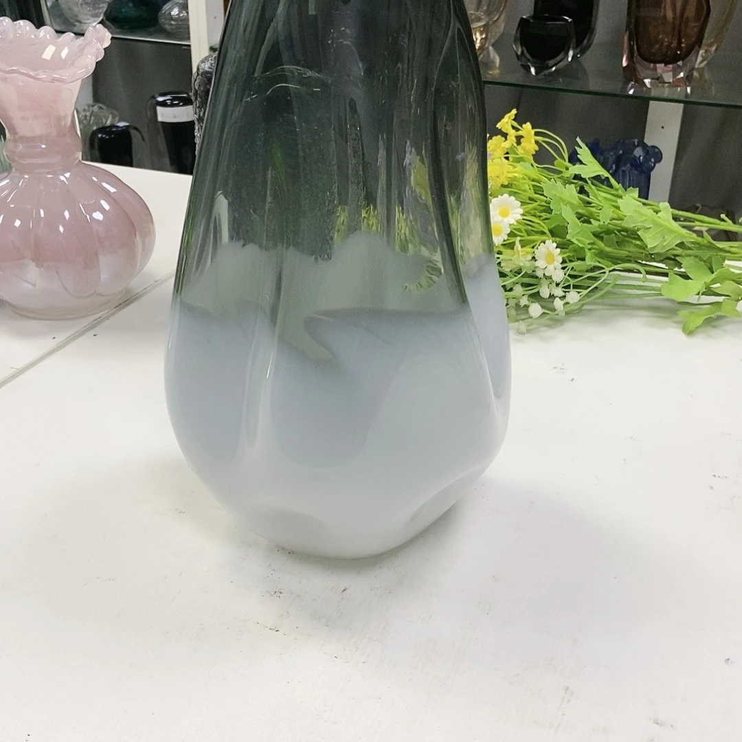 灰白花瓶琉璃花瓶摆件高30