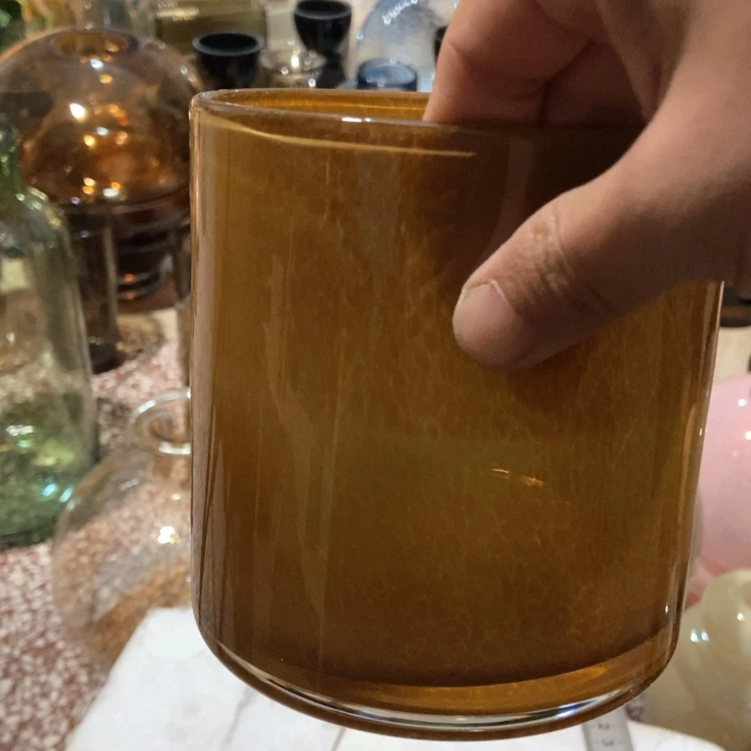 【闪购商品】姜黄色蜡杯玻璃器皿花瓶
