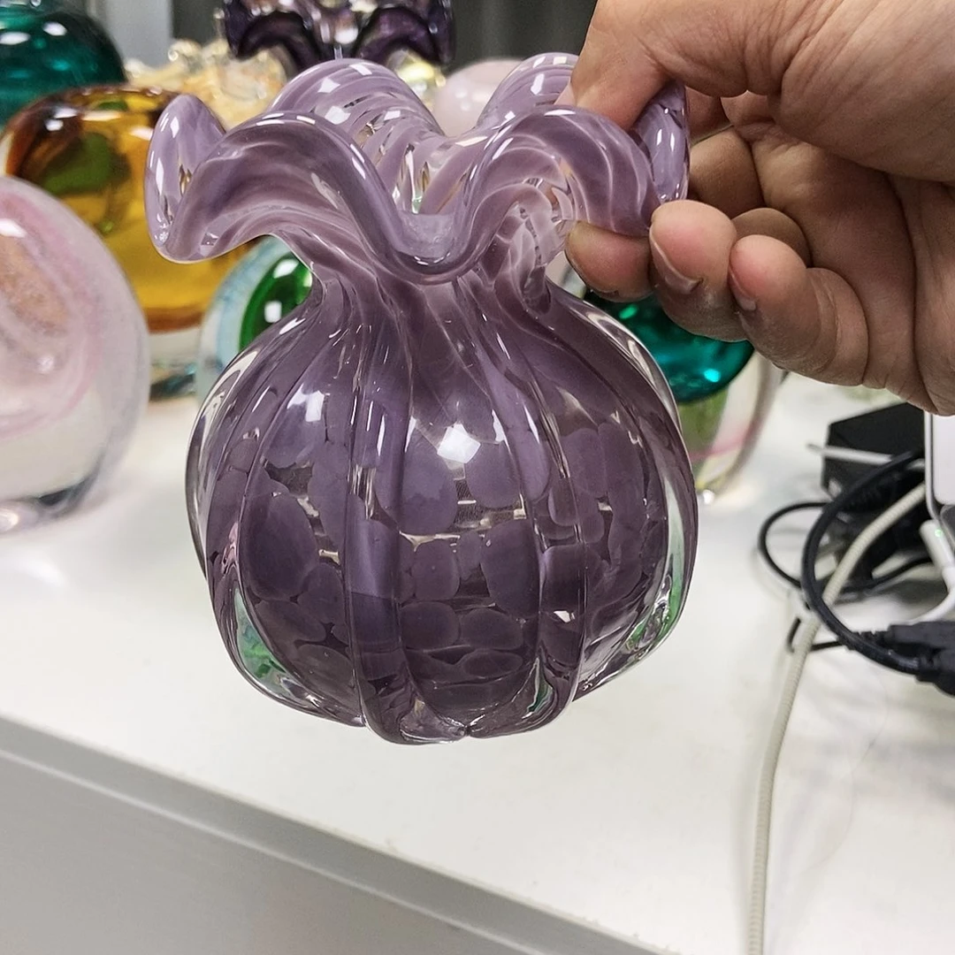 紫色琉璃花瓶摆件家居装饰高12