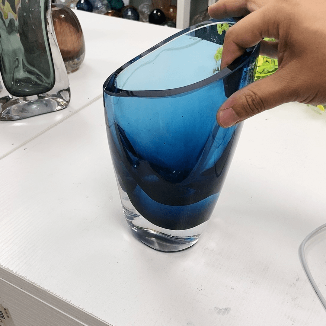 琉璃蓝色花瓶摆件创意设计高22