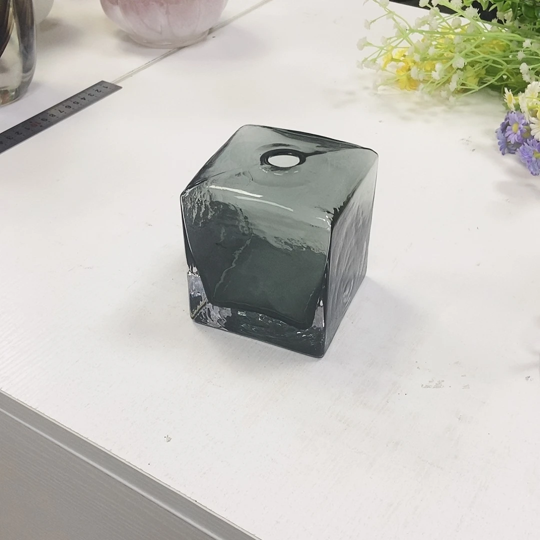 灰色琉璃10花瓶摆件家居设计