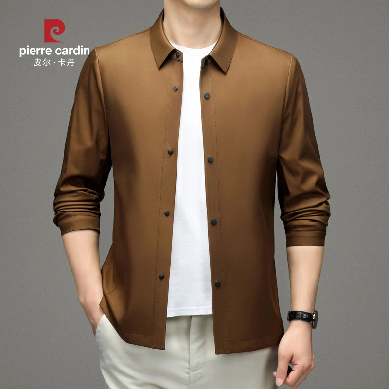pierre cardin/皮尔卡丹男士开春长袖翻领飞行夹克休闲宽商务防风