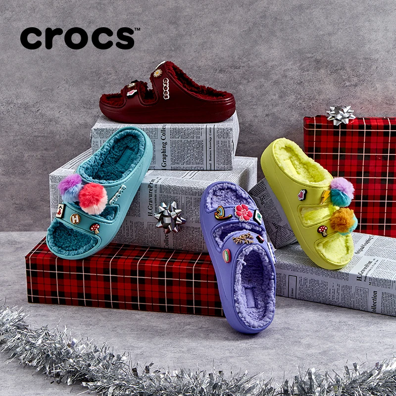 CROCS/卡骆驰【经典暖绒毛毛拖】户外软底拖鞋加绒暖棉女鞋|207446