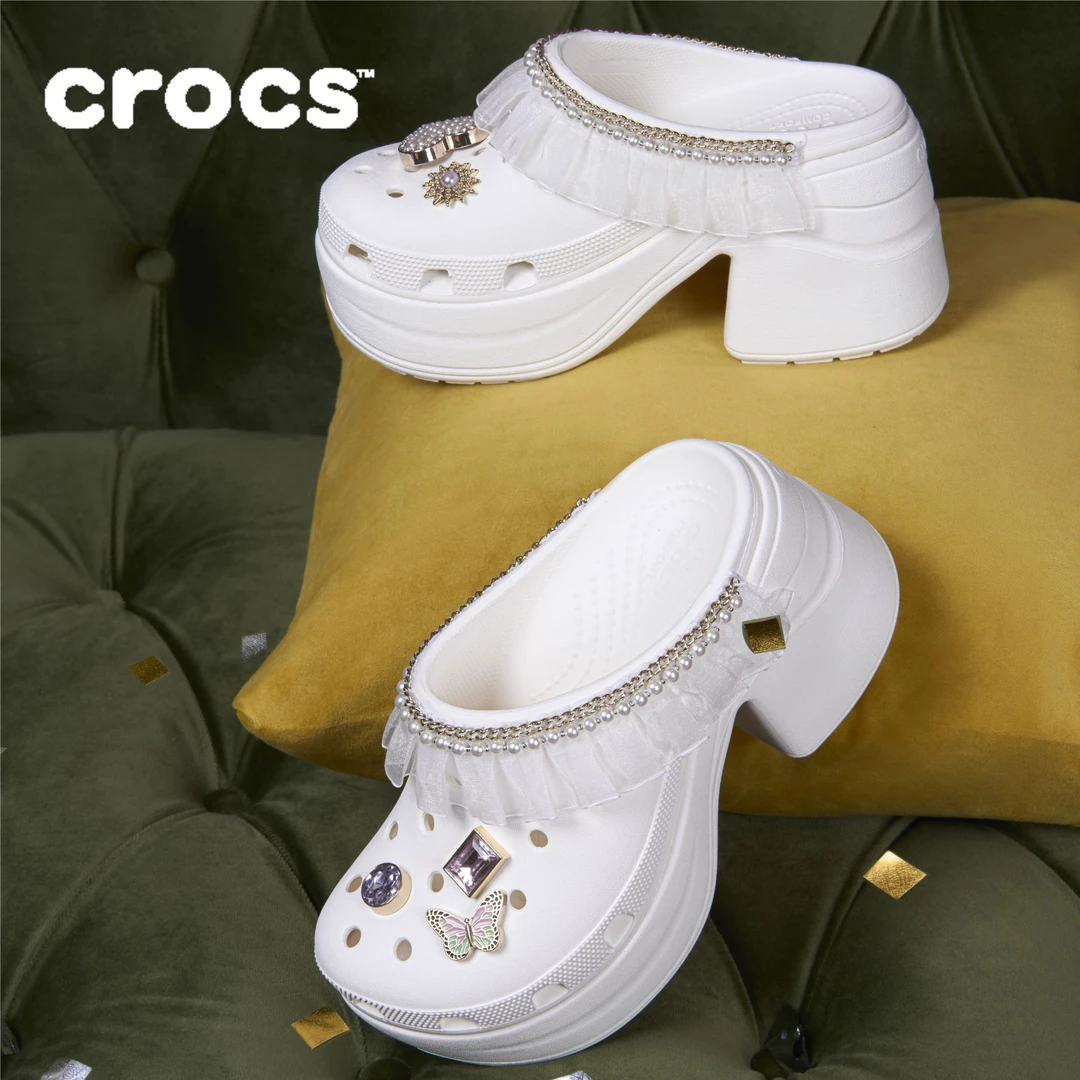 CROCS/卡骆驰【蕾丝人鱼鞋X固定套装】欧若风休闲粗跟女鞋|210689