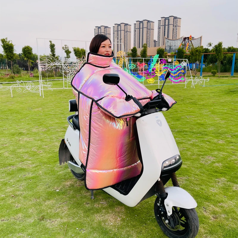 冬季炫彩电动车挡风被加绒加厚防寒保暖防风厚款侧翼加大通用灰色