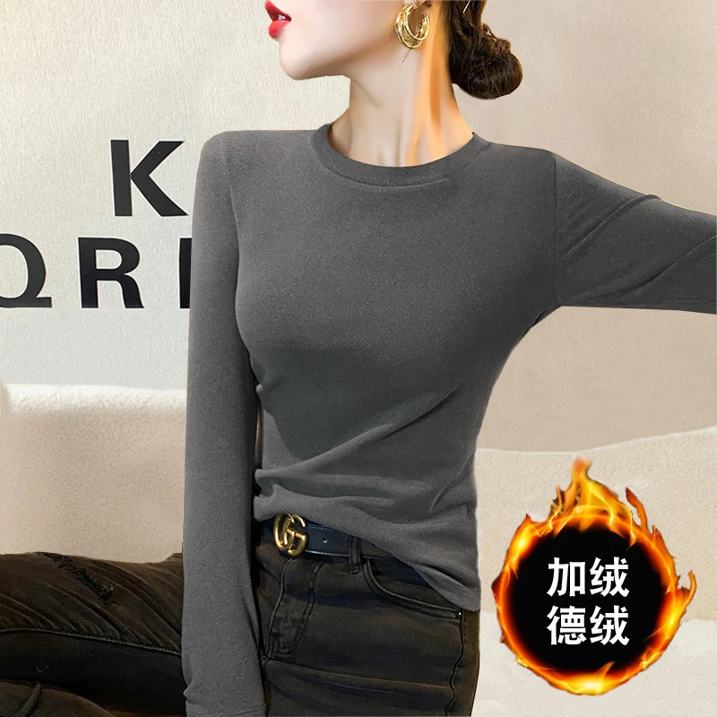 双面德绒打底衫女内搭洋气春秋冬季2025新款纯色百搭保暖修身上衣