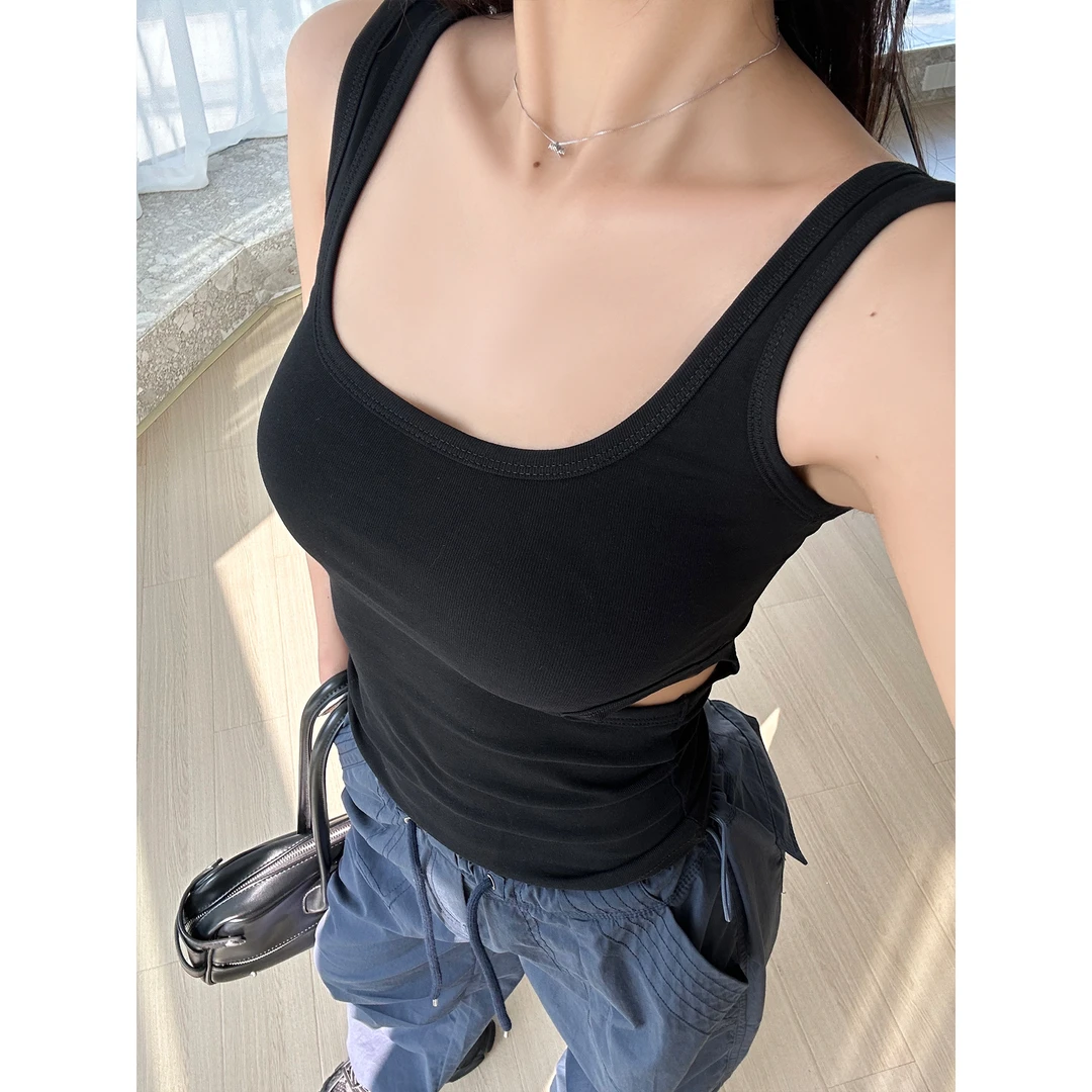 【no退no换清仓】百搭腰部镂空背心2023新款女内搭外穿显瘦背心996