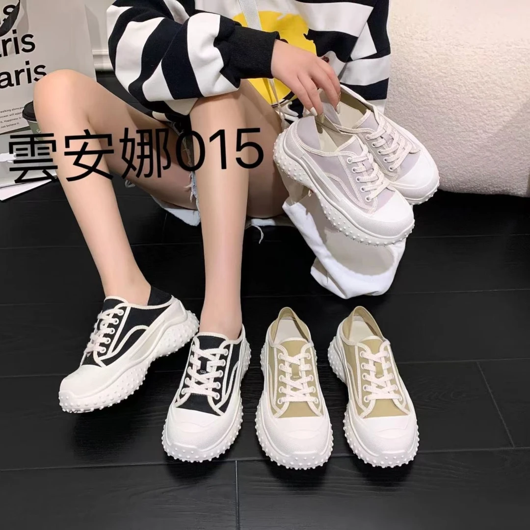 YUNANNA/雲安娜新品百搭厚底系带潮流增松糕底时尚拼色休闲鞋015