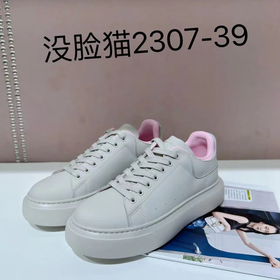 没脸猫女士时尚潮流百搭系带厚底休闲运动女款小白鞋2307-39