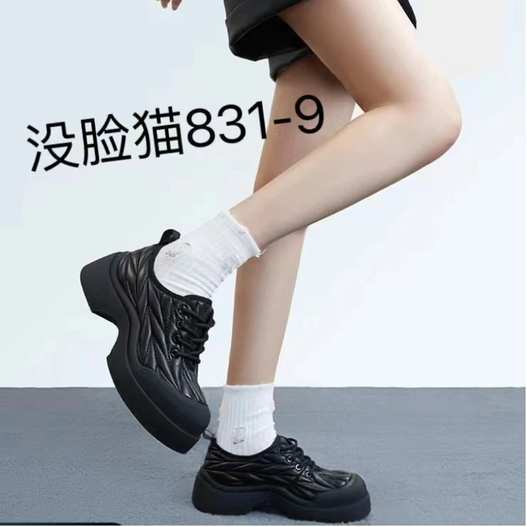 没脸猫秋冬新品时尚百搭厚底潮流系带单鞋831-9