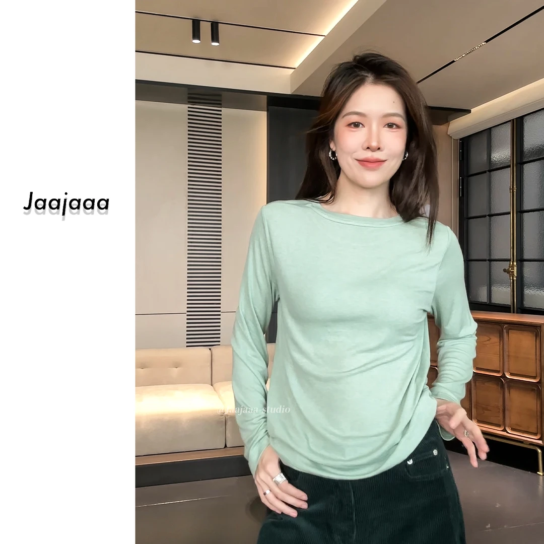Jaajaaa北海道生巧 休闲打底基础百搭宽松内搭上衣/FCAF