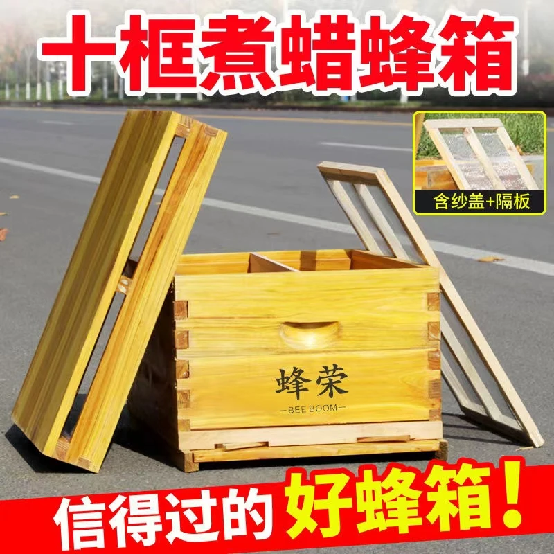 标准十框杉木煮蜡中蜂蜂箱意蜂蜂箱养蜂工具厂家直销51*4