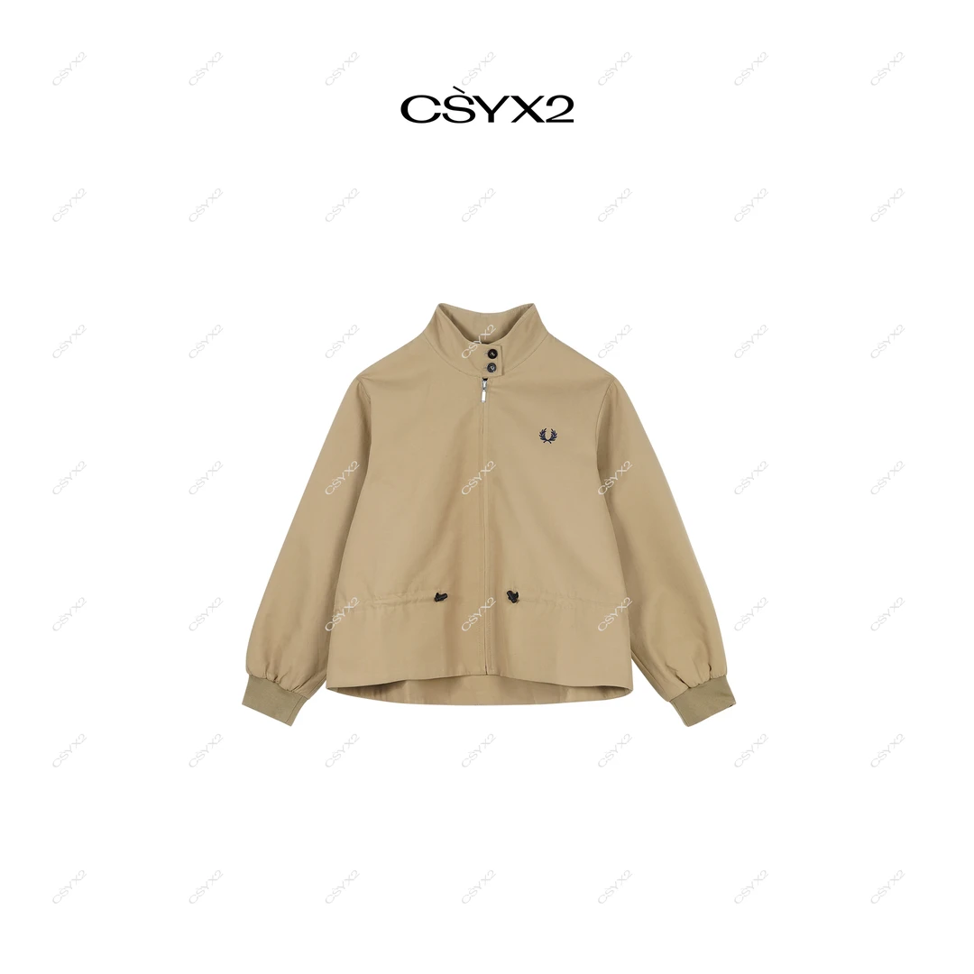 CsyX2-2025S/S早秋新款100棉抽绳收腰宽松立领双扣短外套SC-0268