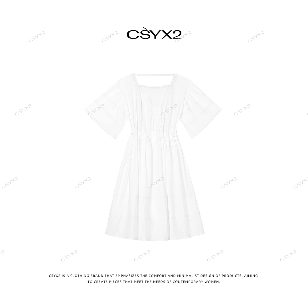 CsyX2-2024秋冬显瘦蕾丝袖收腰通勤优雅娃娃连衣裙L30726