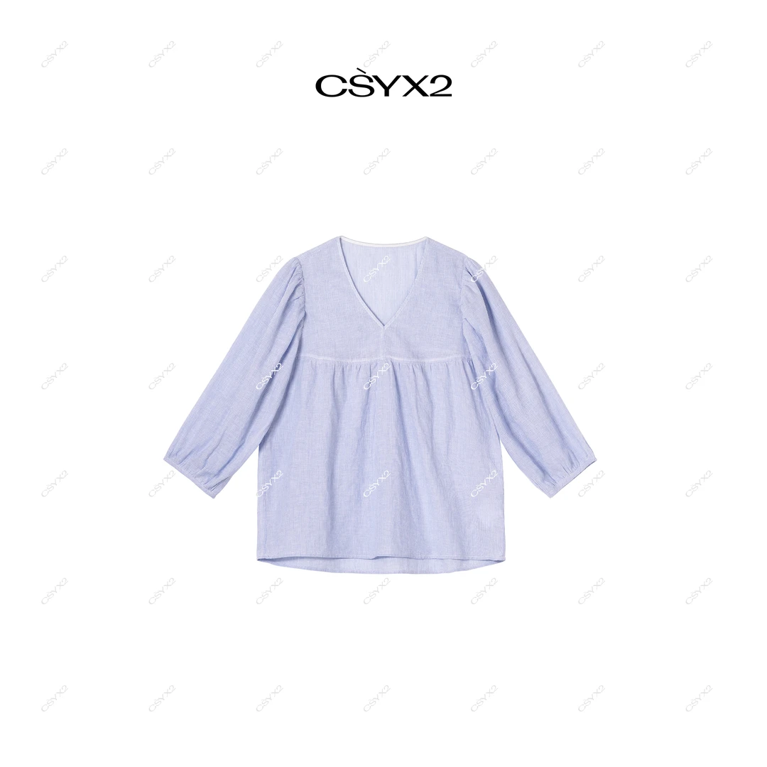 CsyX2-2025F/W条纹v领T恤初恋娃娃衫S11062