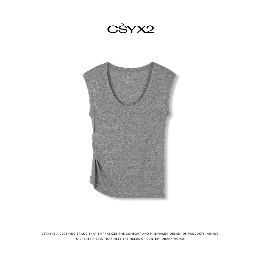 CsyX2-2025秋冬小飞袖U领定制纹理背心 C5317