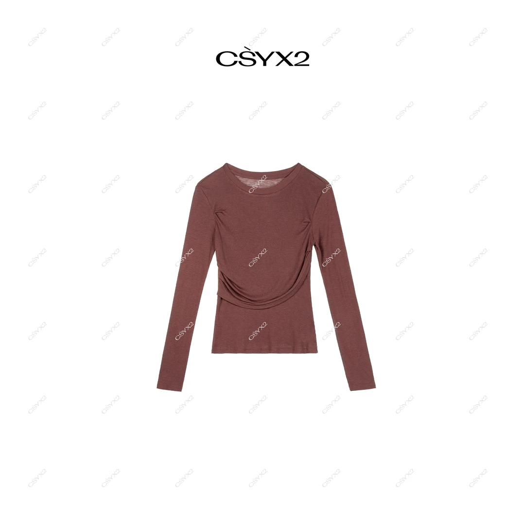 CsyX2-2025秋冬经典必入褶皱上衣T恤 S10680
