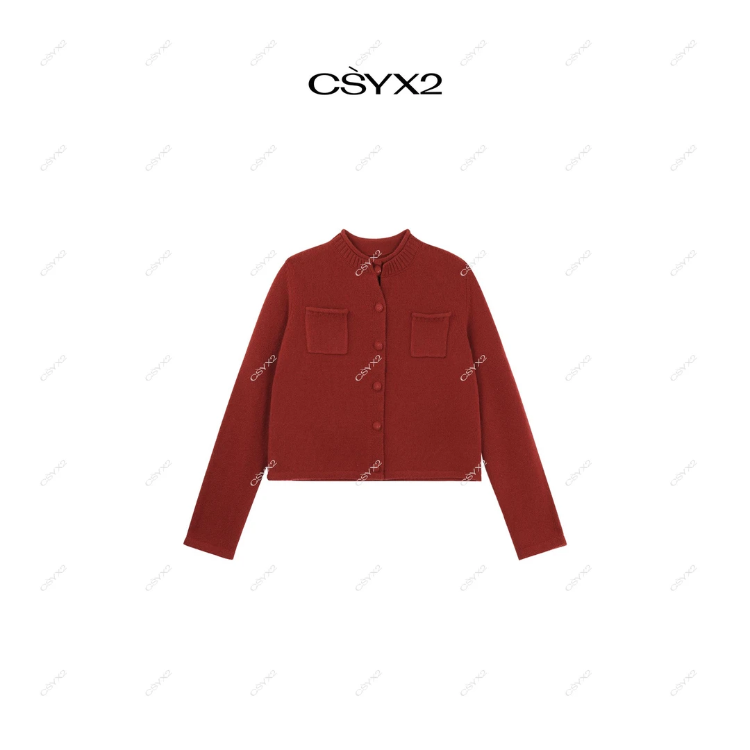 CsyX2-2024秋冬新款圆领单排扣百搭双口袋外套S11195