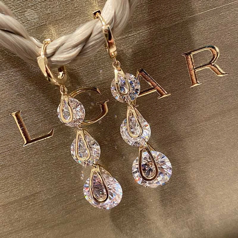 铜合金锆石耳饰 140号s925银针高级感水滴耳扣女新款高级轻奢百搭
