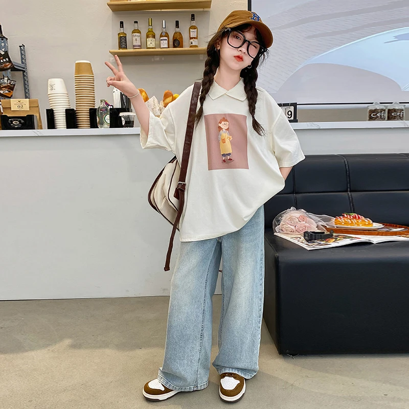 女童夏装短袖T恤2024新款韩版洋气百搭短袖中大童夏季女孩休闲T恤