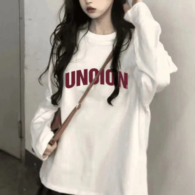 2024长袖秋衣男女休闲透气时尚百搭圆领印花T恤UN