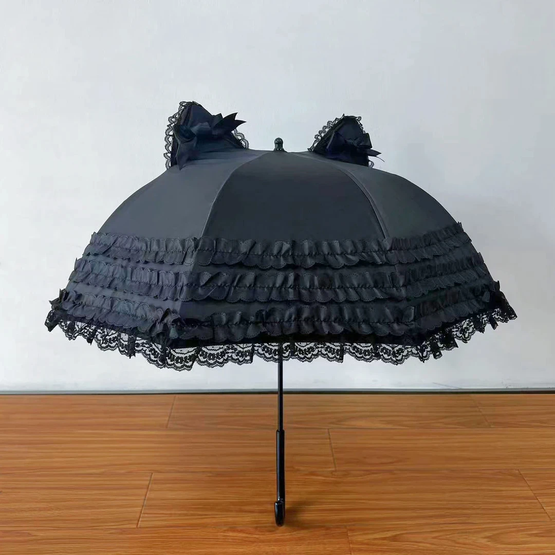 黑萝莉公主伞Coser蕾丝花边伞黑胶晴雨两用防紫外线晴雨伞加大