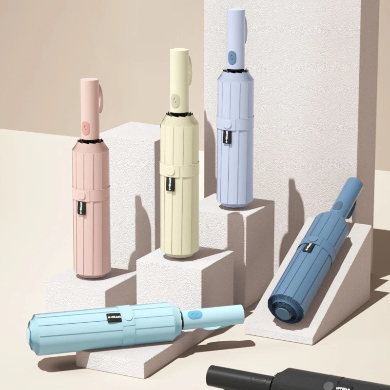 lovefuy/飞恋雨伞全自动晴雨伞厂家大量晴雨两用黑胶防晒加固纯色