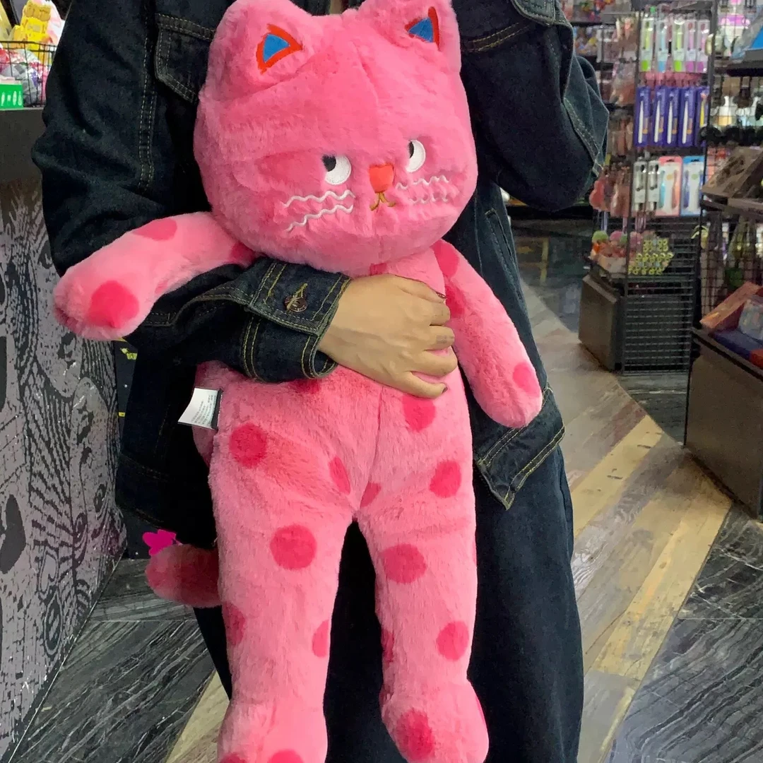 波点猫玩偶女生睡觉抱枕陪睡茶米猫毛绒玩具娃娃公仔可爱生日礼物