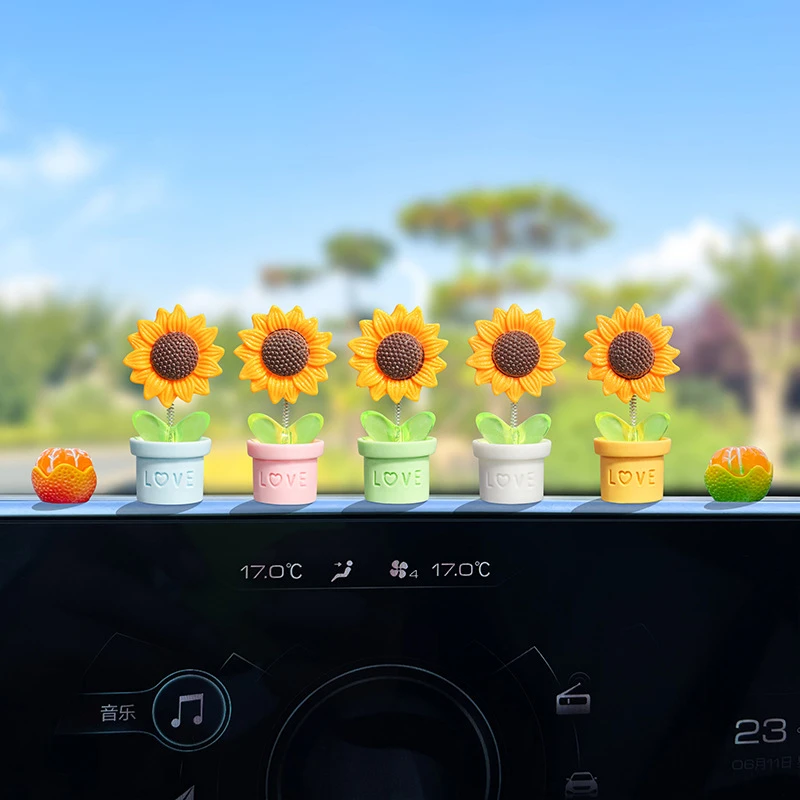 创意盆栽向日葵车载摆件网红爆款车内导航屏产品摇头摆件内装饰