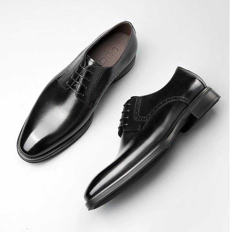 皮鞋男士商务正装2023年秋季新款真皮英伦时尚高档软皮软底德比鞋