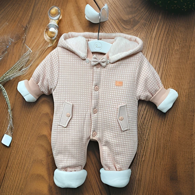 婴幼儿秋冬款加厚棉开档连身衣宝宝婴儿爬服温馨小格