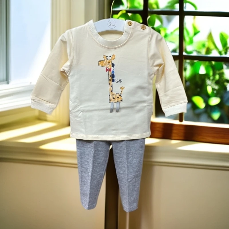 有幼儿宝宝春秋款婴儿保暖卫衣套装长颈鹿儿童长袖纯棉